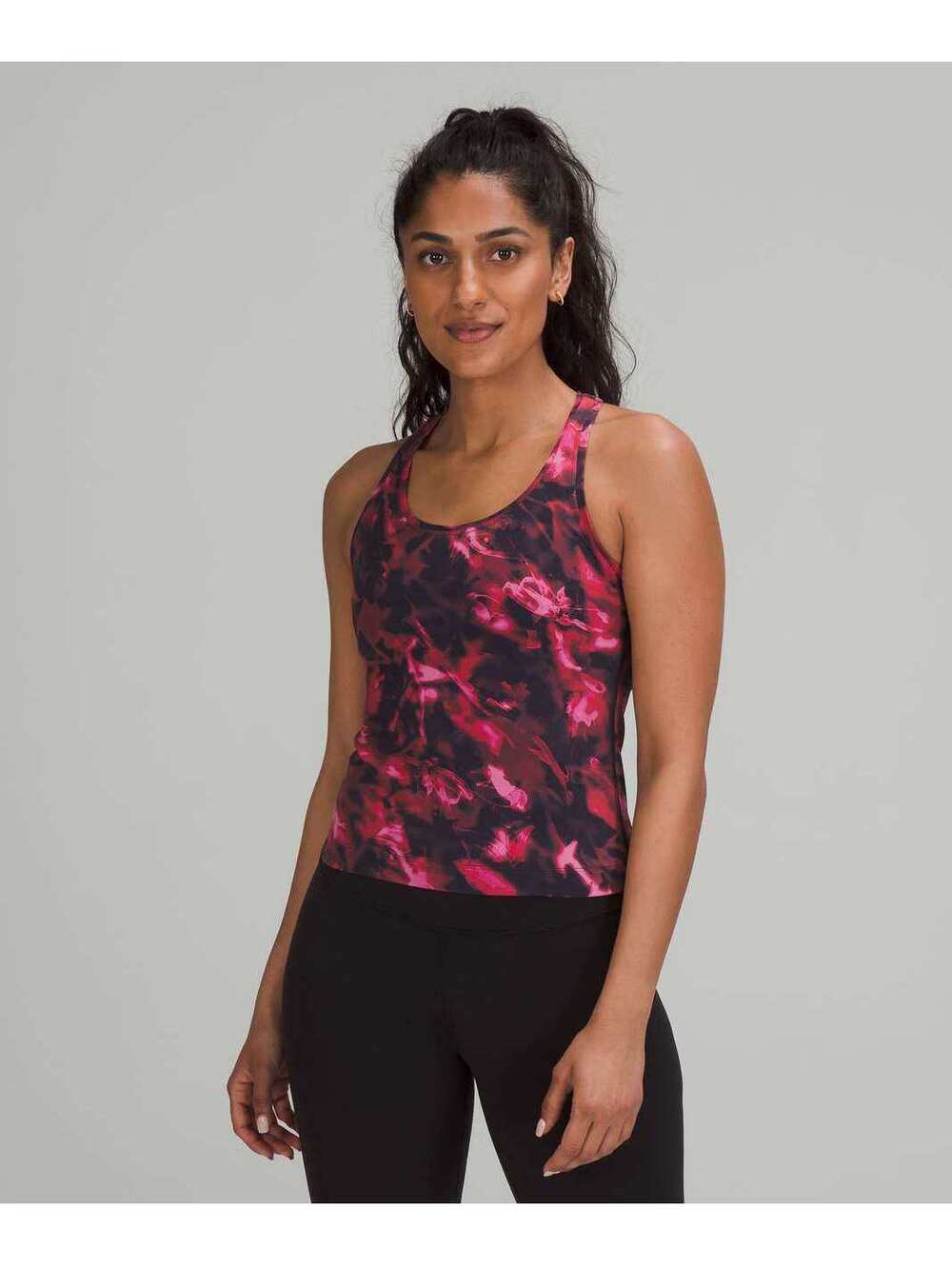 Lululemon Cool Racerback Short Tank Nulu Sz 6 Intensity Pink Blossom Multi Yoga